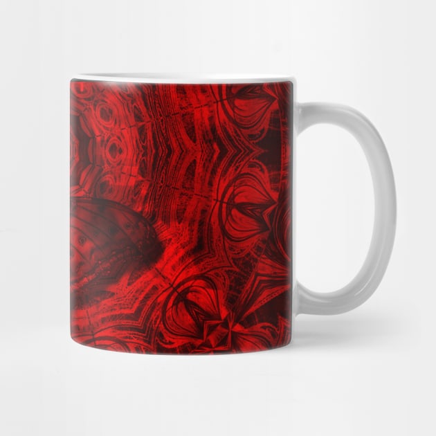 Butterfly and fractal in black and blood red by hereswendy